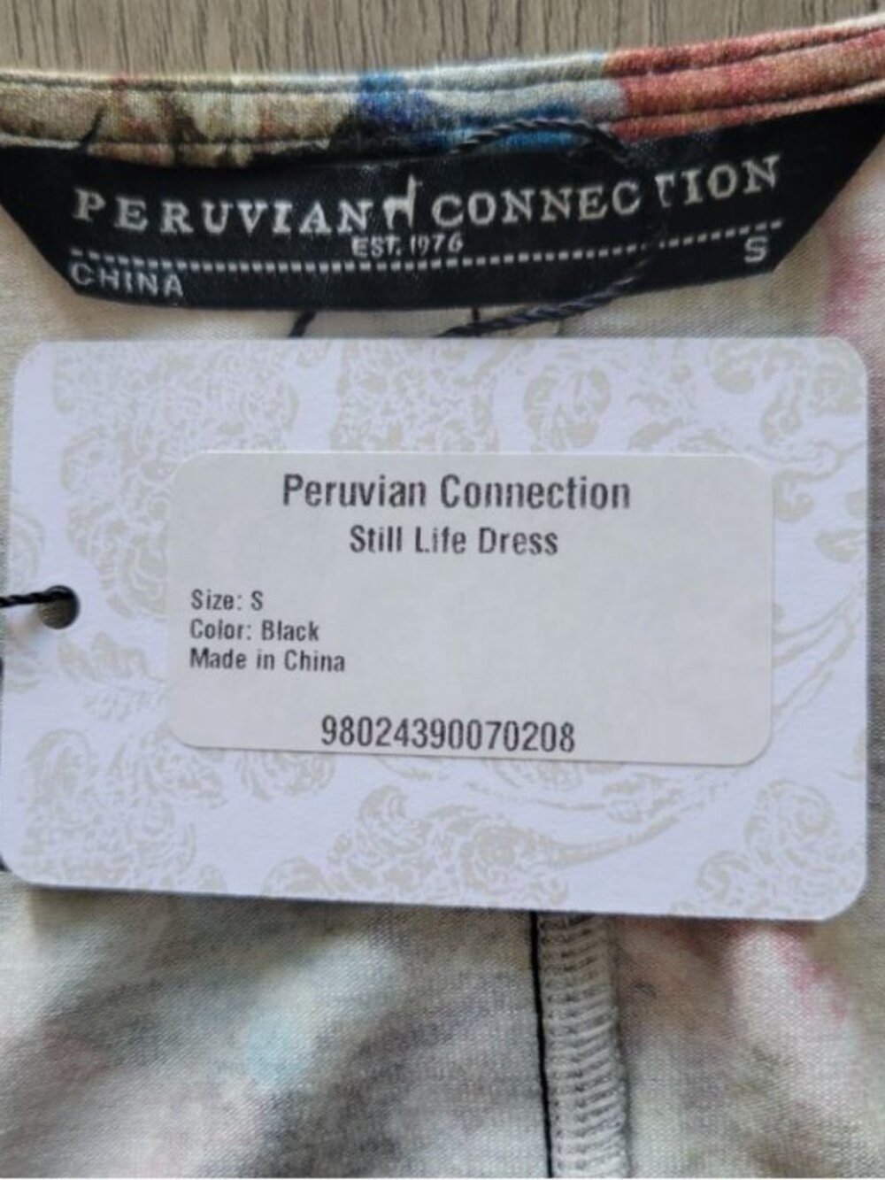NWT PERUVIAN CONNECTION $389 Still Life Dress Scoop Neck 3/4 Sleeve Maxi Small - Picture 12 of 13